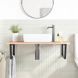 Basin Shelf Wall Mounted Steel and Solid Wood Oak 3302651