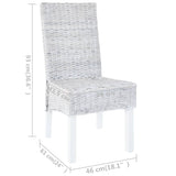 Dining Chairs 4 pcs White Kubu Rattan and Mango Wood 275465