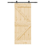 Sliding Door with Hardware Set 85x210 cm Solid Wood Pine 3332617