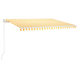 ZNTS Manual Retractable Awning with LED 450x350 cm Yellow and White 3069003