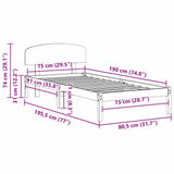 Bed Frame with Headboard White 75 x 190 cm Solid Pine Wood 872090