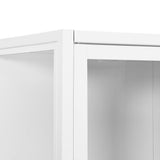 335884 Highboard White 80x35x135 cm Steel and Tempered Glass