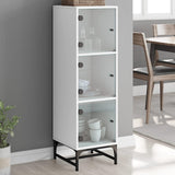 Highboard with Glass Doors White 35x37x120 cm 836560