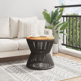 ZNTS Coffee Table with Wire Base Black Ø 45x44 cm Solid Wood Acacia 365637