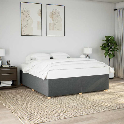 ZNTS Bed Frame without Mattress Dark Grey Super King Fabric 3284768
