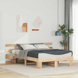 Bed Frame with Headboard Brown 140 x 190 cm Solid Pine Wood 3385694