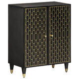 Side Cabinet Black Solid Mango Wood Standard Cabinet 358322