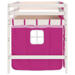 ZNTS Kids' Loft Bed with Curtains without Mattress Pink 90x200cm 3206969