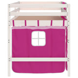 Kids' Loft Bed with Curtains without Mattress Pink 90x200cm 3206969