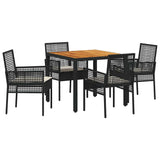 Garden Dining Set 5 pcs Black Poly rattan 3334902