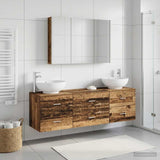 Bathroom Furniture Set 4 pcs Old Wood Engineered Wood and Glass 3406949
