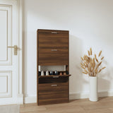 Shoe Cabinet Brown Oak 59x17x150 cm Engineered Wood 342525