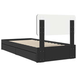 Storage Bed with Headboard Black 100 x 200 cm Engineered Wood 3412305