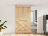 Sliding Door Natural and White 85 x 210 cm Solid Pine Wood 3444965