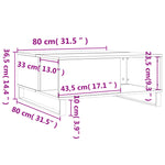 ZNTS Coffee Table Grey Sonoma 80x80x36.5 cm Engineered Wood 830794