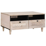 Coffee Table with Shelf White 80 x 54 x 40 cm Solid Acacia wood 4018129