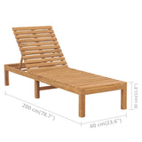 Sun Lounger Teak Solid Teak Wood Standard Adjustable Armrests 316171