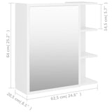 Bathroom Mirror Cabinet White 62.5x20.5x64 cm Engineered Wood 803308