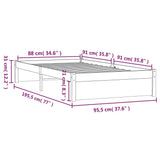 Bed Frame without Mattress Solid Wood 90x190 cm Single Single 814914