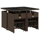 9 Piece Garden Dining Set with Cushions Brown Poly Rattan 3211137