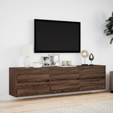 TV Wall Cabinet with LED Brown Oak 180x31x45 cm 3307939