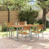 Garden Dining Set 5 pcs Grey Solid Acacia Wood 3284343