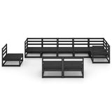 9 Piece Garden Lounge Set Black Solid Pinewood 3075638