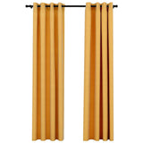 Linen-Look Blackout Curtains with Grommets 2pcs Yellow 140x245cm 321194