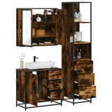 3 Piece Bathroom Furniture Set Smoked Oak Engineered Wood 3301137