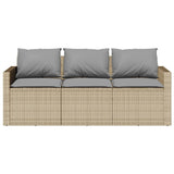 2 Piece Garden Dining Set with Cushions Beige Poly Rattan 366333