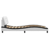 Bed Frame with LED without Mattress "Hvar" White and Black 90x200 cm 3213912