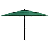 3-Tier Garden Parasol with Aluminium Pole Green 3.5 m 313877