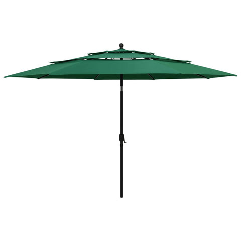 3-Tier Garden Parasol with Aluminium Pole Green 3.5 m 313877