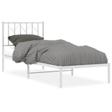 Metal Bed Frame without Mattress with Headboard White 80x200cm 374477