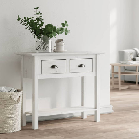 ZNTS Console Table BODO White 90x34.5x73 cm Solid Wood Pine 355071