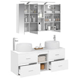 Bathroom Furniture Set 4 pcs White Engineered Wood and Glass 3407015
