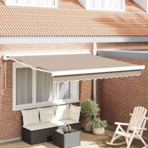 Retractable Awning Manual Beige 350 x 250 cm Fabric, Metal 3330352