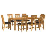 Dining Set 9 pcs Black Solid Oak Wood 3430412