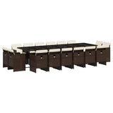 17 Piece Garden Dining Set with Cushions Brown Poly Rattan 3210705