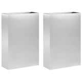 Garden Planter 2 pcs Silver 40 x 20 x 75 cm Galvanised Steel 8005439