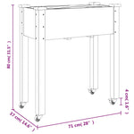 Wheeled Planter with Liner 71x37x80 cm Solid Wood Fir 3157823