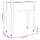 Wheeled Planter with Liner 71x37x80 cm Solid Wood Fir 3157823