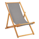 Beach Chair Light Grey Solid Teak Wood 42032664