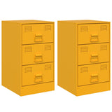 ZNTS Bedside Cabinets 2 pcs Mustard Yellow 34.5x39x62 cm Steel 841782