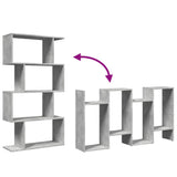 Room Divider Bookcase 4-Tier Concrete Grey 70x24x129 cm Engineered Wood 858105