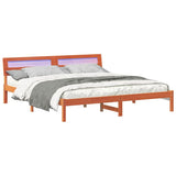 Bed Frame with Headboard Brown 200 x 200 cm Solid Pine Wood 3385744