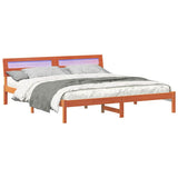Bed Frame with Headboard Wax Brown 180 x 200 cm Solid Pine Wood 872769