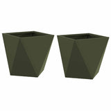 Planter 2 pcs Olive Green 30 x 30 x 30 cm Steel 883815