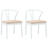 Dining Chair 2 pcs White and Brown Solid Rubber Wood 42020418