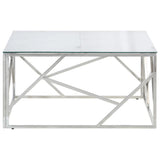Coffee Table Silver Stainless Steel and Tempered Glass 349947